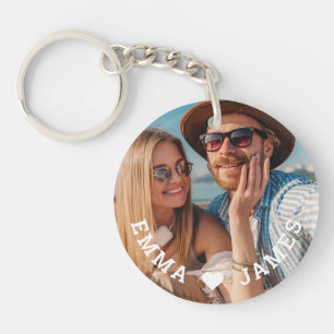 Love Heart Couples Photo Personalised Names Key Ring