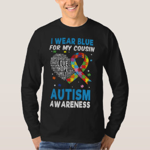 Love Heart Cousin Blue Special Autism Awareness T-Shirt