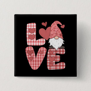 Love Heart Cute Gnome Valentine's Day 15 Cm Square Badge
