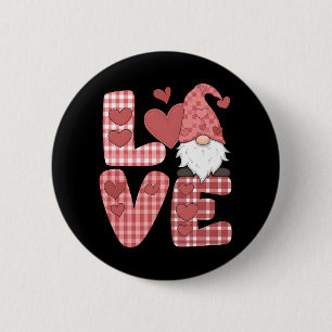 Love Heart Cute Gnome Valentine's Day 6 Cm Round Badge
