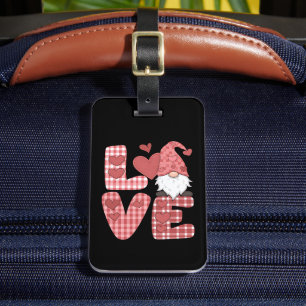 Love Heart Cute Gnome Valentine's Day Luggage Tag
