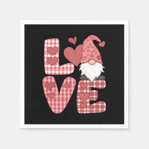Love Heart Cute Gnome Valentine's Day Napkin