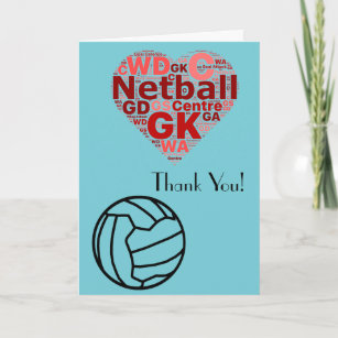 Love Heart Design Netball Thank You