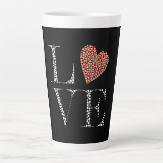 Love Heart Design – Red Gradient Heart on Black  Latte Mug