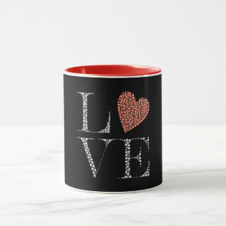 Love Heart Design – Red Gradient Heart on Black  Mug