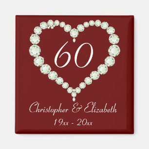 Love Heart Diamond Anniversary Memento Magnet