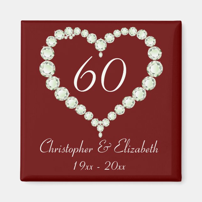 Love Heart Diamond Anniversary Memento Magnet (Front)