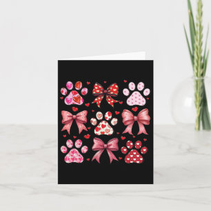 Love Heart Dog Paw Print Coquette Aesthetic Bow Va Card