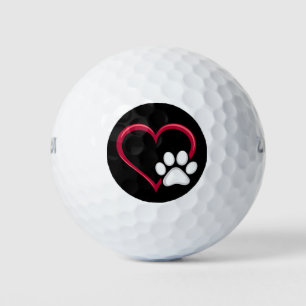 Love Heart Dog Paw Valentine's Day Dog Lover Golf Balls