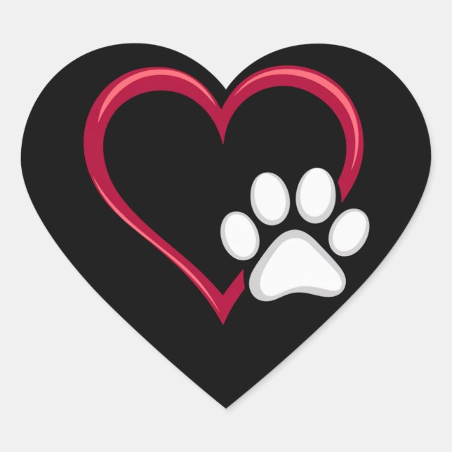 Love Heart Dog Paw Valentine's Day Dog Lover Heart Sticker (Front)