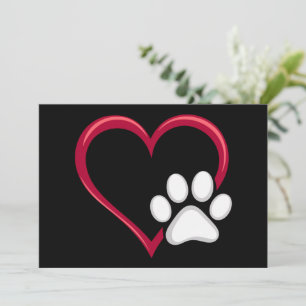 Love Heart Dog Paw Valentine's Day Dog Lover Holiday Card