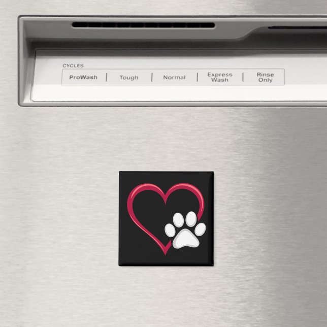 Love Heart Dog Paw Valentine's Day Dog Lover Magnet (In Situ (Dishwasher))