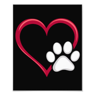 Love Heart Dog Paw Valentine's Day Dog Lover Photo Print