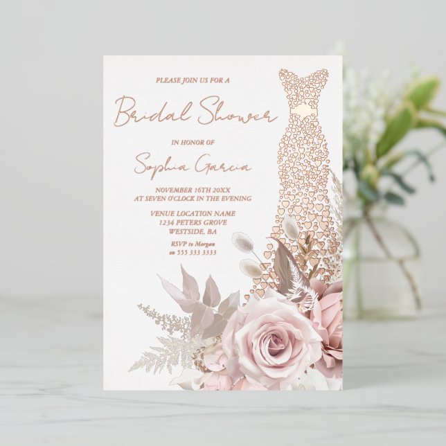 Love Heart Dress Bridal Shower Rose Gold Real  (Standing Front)