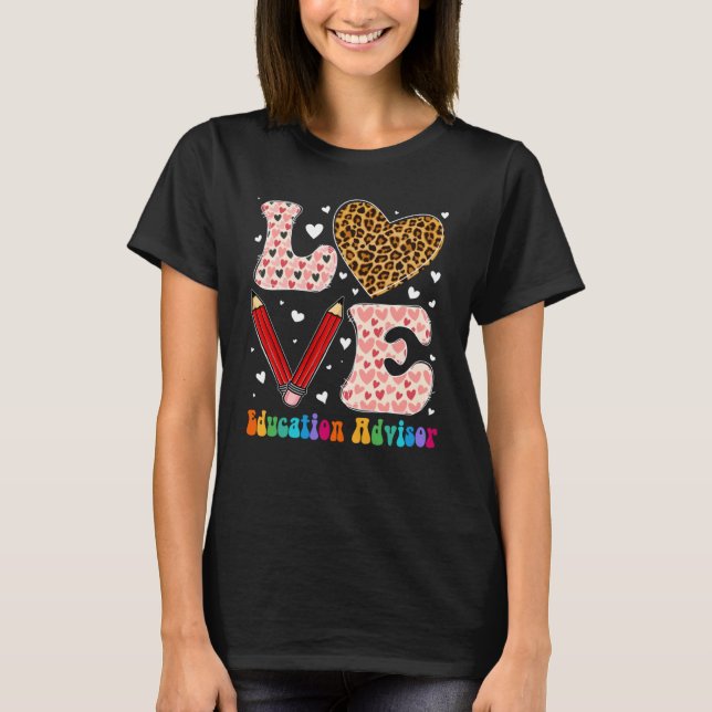 Love Heart Education Advisor Leopard Plaid Valenti T-Shirt (Front)