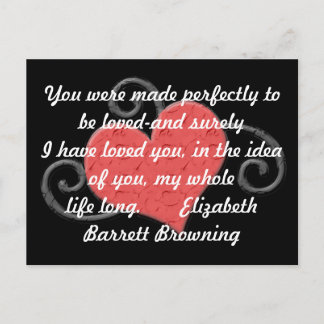 Love Heart Elizabeth Browning Quote Postcard