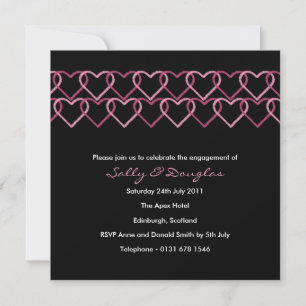 Love Heart Engagement Invitation - black