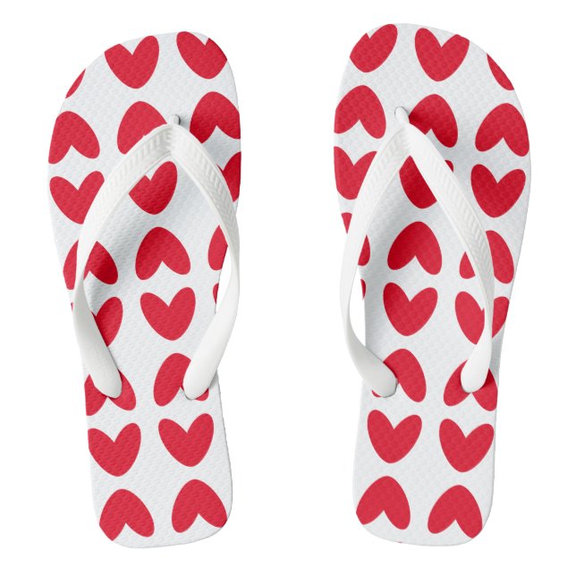 Love Heart Flip Flops Beach Footwear (Footbed)