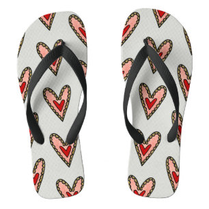 Love Heart Flip Flops Footwear ( Grey Background )