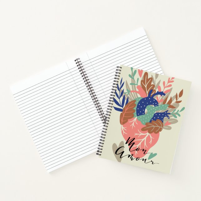 Love Heart Floral Calligraphy Notebook (Inside)