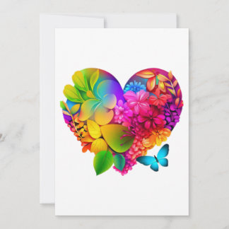 Love Heart Floral Design Thank You Card