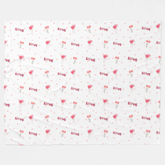 Love Heart Flower Fleece Blanket