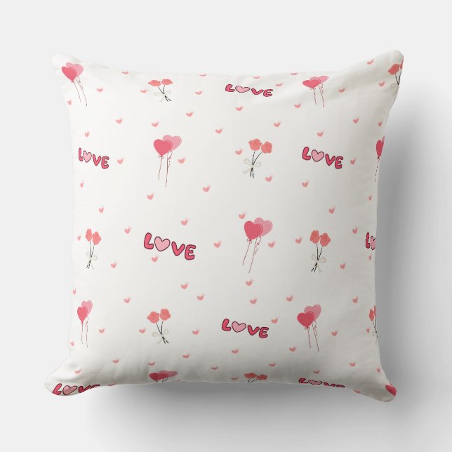 Love Heart Flower Throw Pillow (Front)