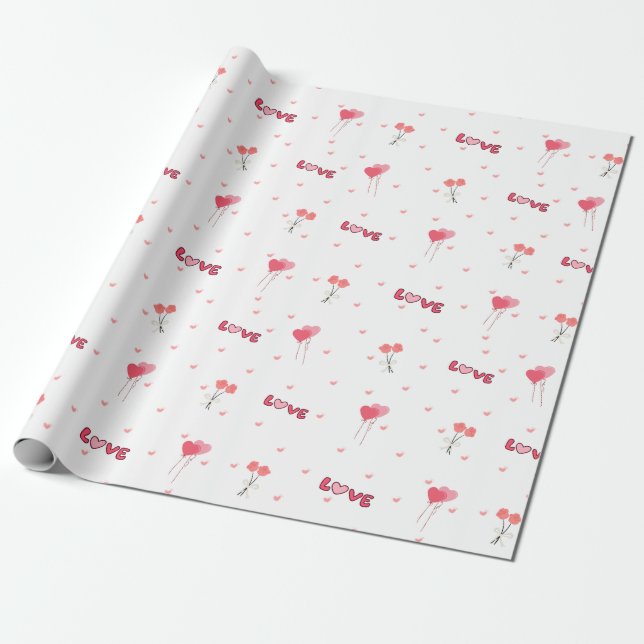 Love Heart Flower wrapping paper (Unrolled)