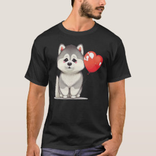 Love Heart for Valentines Day on Alaskan Malamute T-Shirt