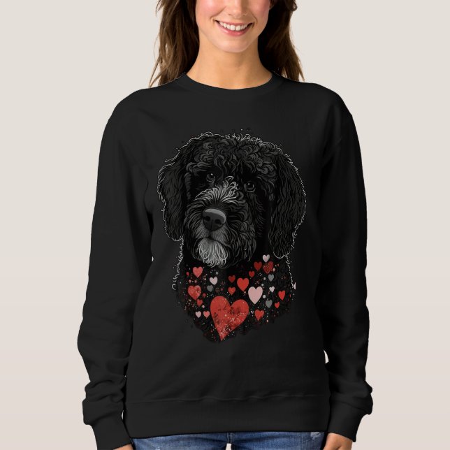 Love Heart for Valentines Day on Portuguese Water  Sweatshirt (Front)