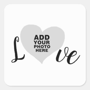 love heart frame with special photo  square sticker
