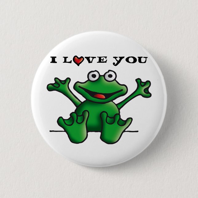 love heart frog 6 cm round badge (Front)