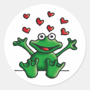 love heart frog classic round sticker