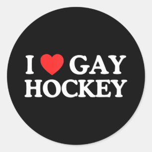 Love Heart Gay Hockey Unhinged Gay Pride Parade Classic Round Sticker
