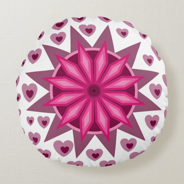 LOVE HEART GIFT WIFE HUSBAND FRIEND ROUND PILLOW (Front)