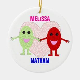 Love Heart Grapes Custom Ceramic Ornament