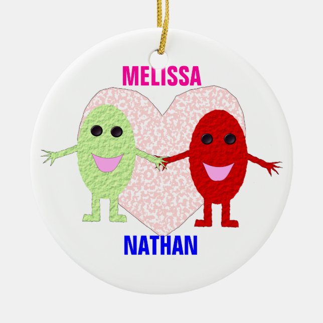 Love Heart Grapes Custom Ceramic Ornament (Front)
