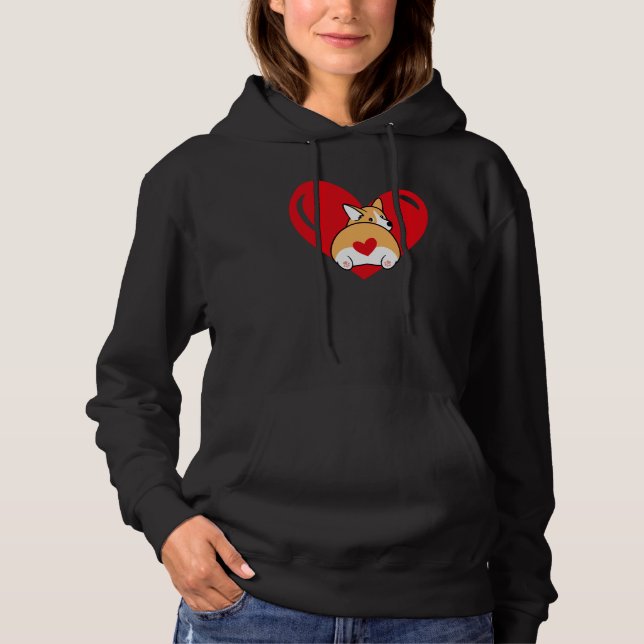 Love Heart Graphic Valentine's Day Corgis Boys Kid Hoodie (Front)