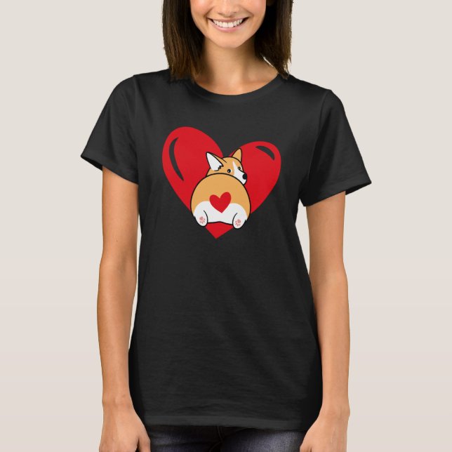 Love Heart Graphic Valentine's Day Corgis Boys Kid T-Shirt (Front)