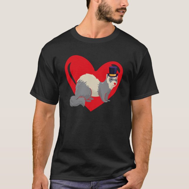 Love Heart Graphic Valentine's Day Ferrets Boys Ki T-Shirt (Front)