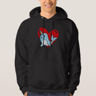 Love Heart Graphic Valentine's Day Narwhal Boys Ki Hoodie