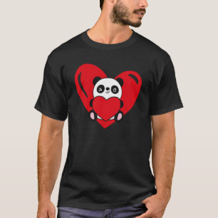 Love Heart Graphic Valentine's Day Panda Boys Kids T-Shirt