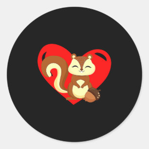 Love Heart Graphic Valentines Day Squirrel Boys K Classic Round Sticker