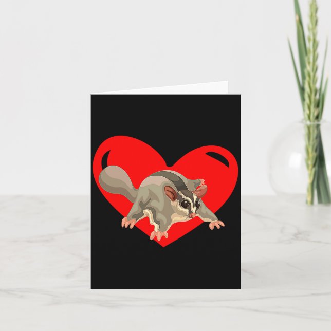 Love Heart Graphic Valentines Day Sugar Glider Bo  Card (Front)