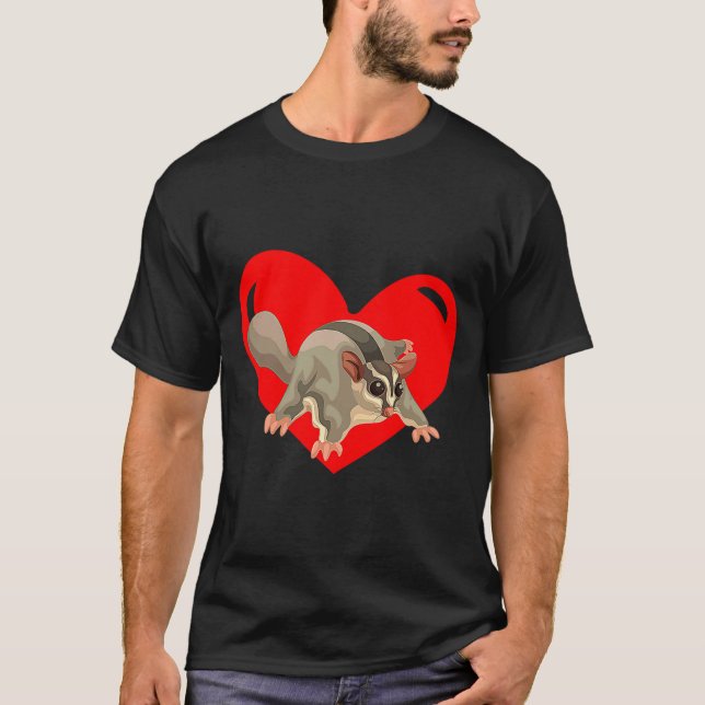 Love Heart Graphic Valentines Day Sugar Glider Bo  T-Shirt (Front)