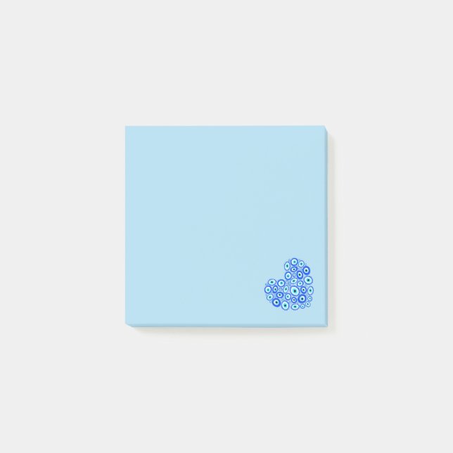 Love Heart Greek Eye Blue Post-it Notes (Front)