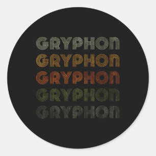 Love Heart Gryphon Tee Grunge Vintage Style Black Classic Round Sticker