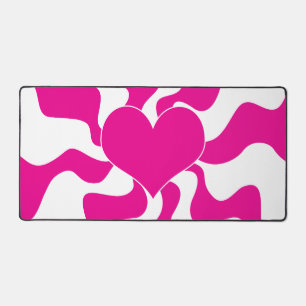 Love Heart in Magenta and White Desk Mat