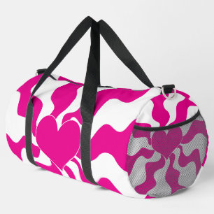 Love Heart in Magenta and White Duffle Bag