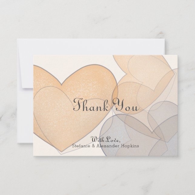 Love Heart Ivory Script Wedding Thank You Card (Front)